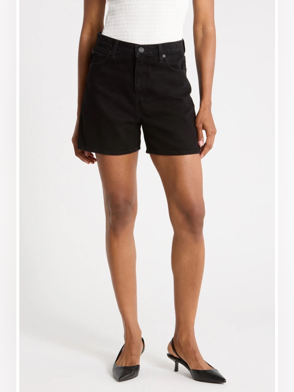 NWT Frame ‘The Easy High Waist’ Black Denim Shorts in “Honor”, Size 28